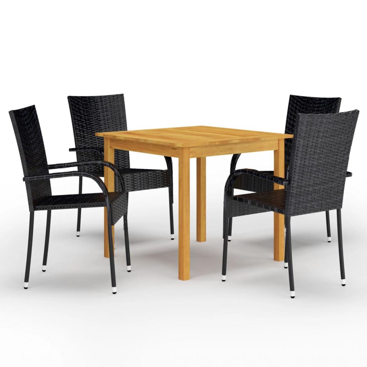 Juego de comedor para jardín 5 piezas negro