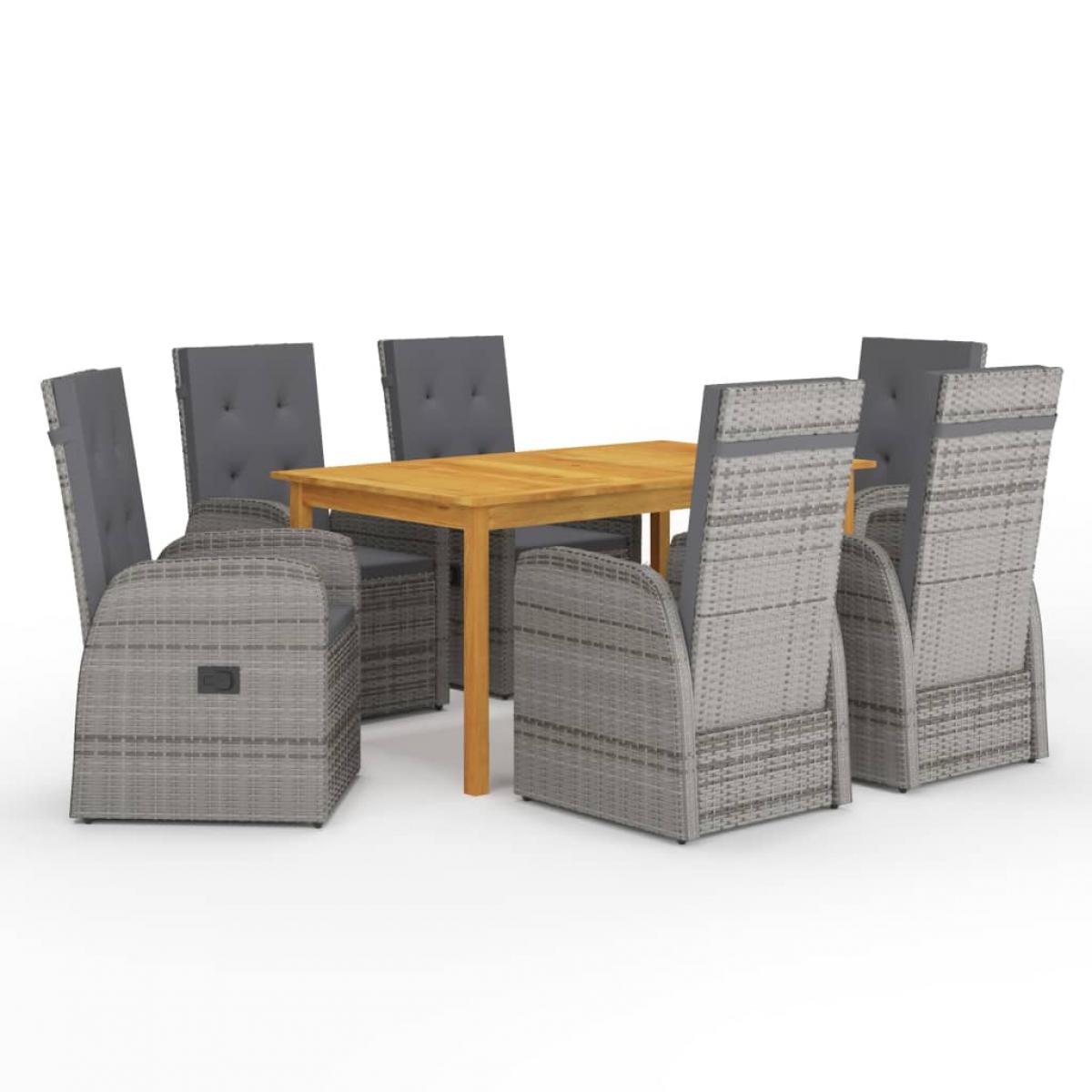 Juego de comedor para jardín de 7 piezas gris