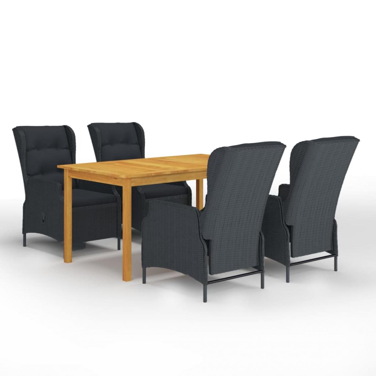 Juego de comedor para jardín de 5 piezas gris oscuro
