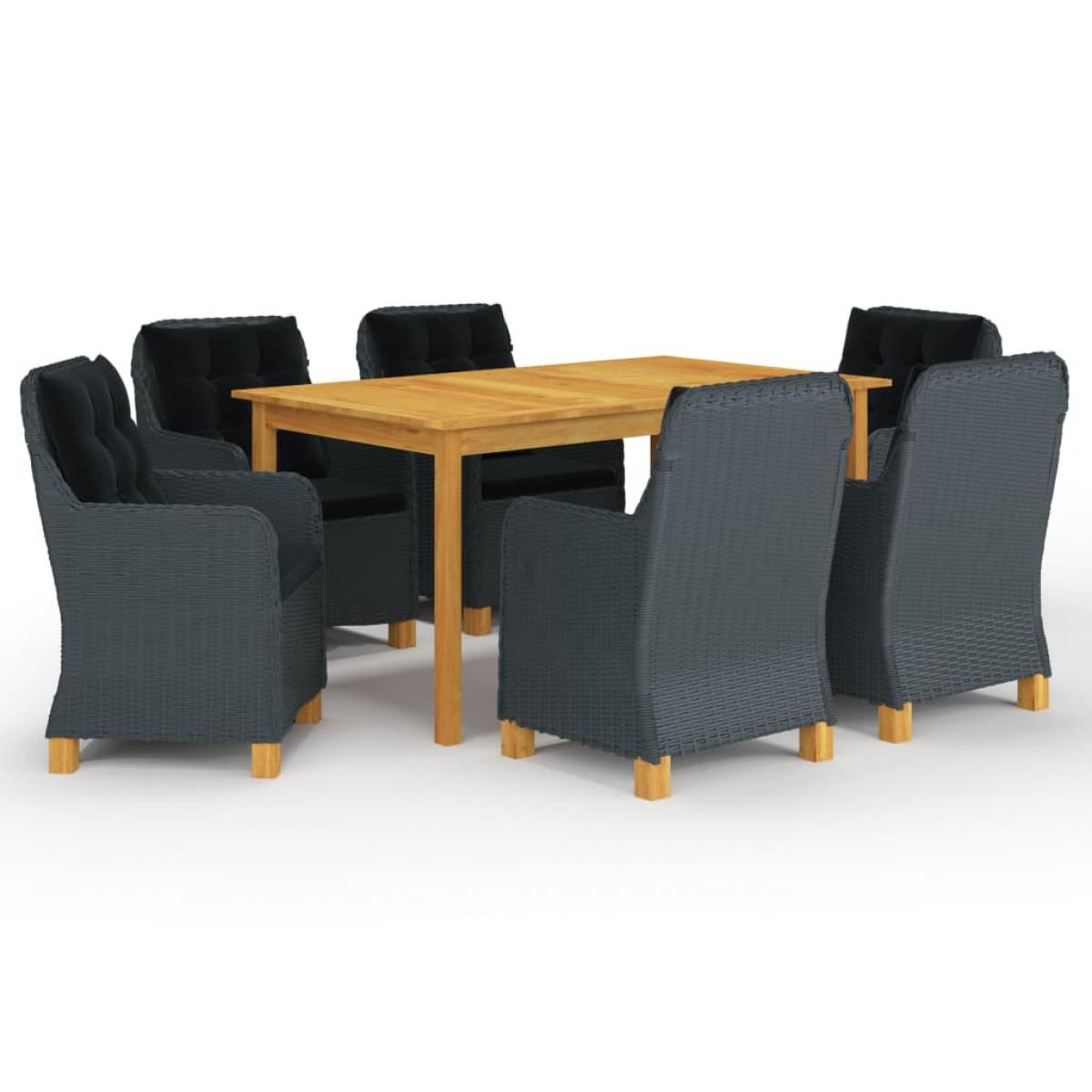 Juego de comedor para jardín de 7 piezas gris oscuro
