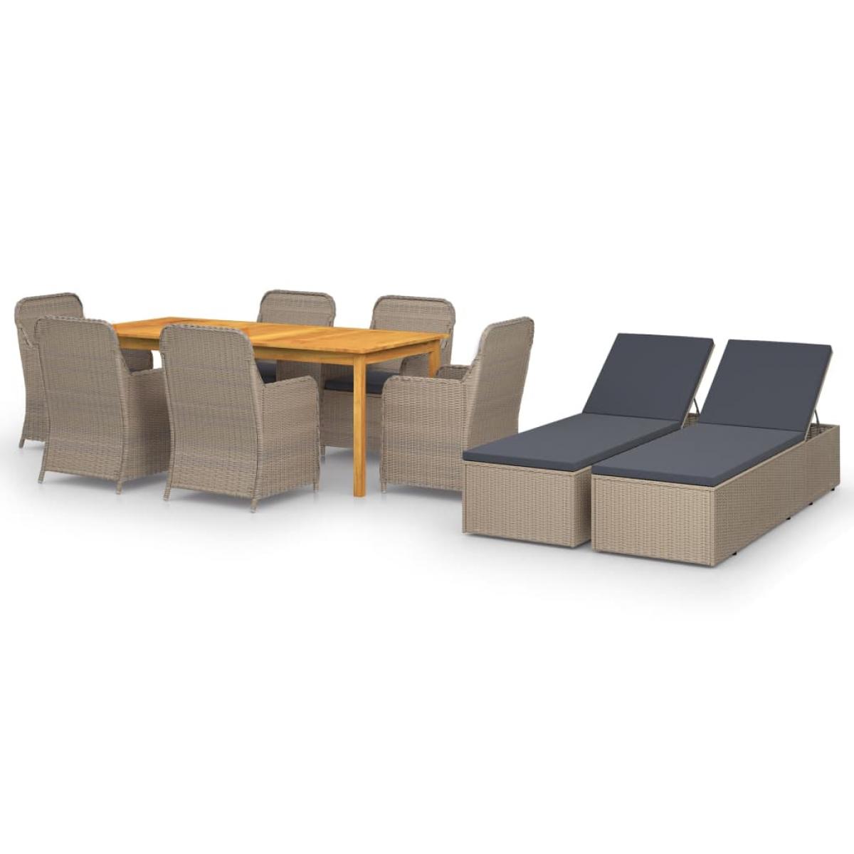 Juego de comedor para jardín 9 piezas marrón