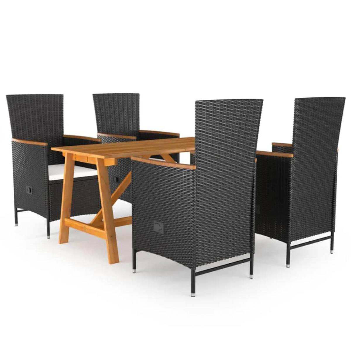 Juego de comedor para jardín 5 piezas negro