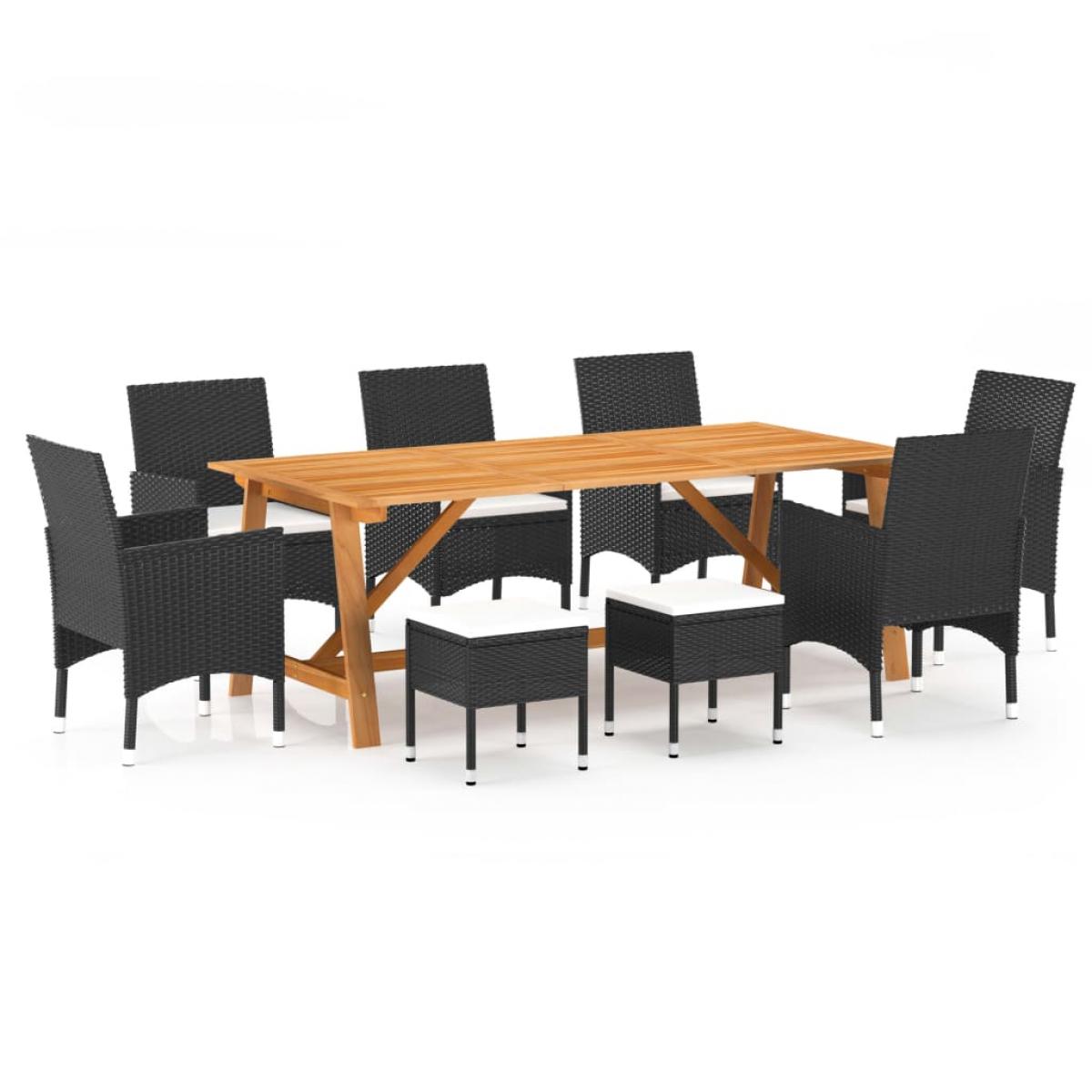 Juego de comedor de jardín 9 piezas negro