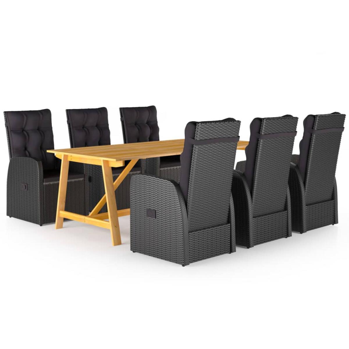 Juego de comedor de jardín 7 piezas negro