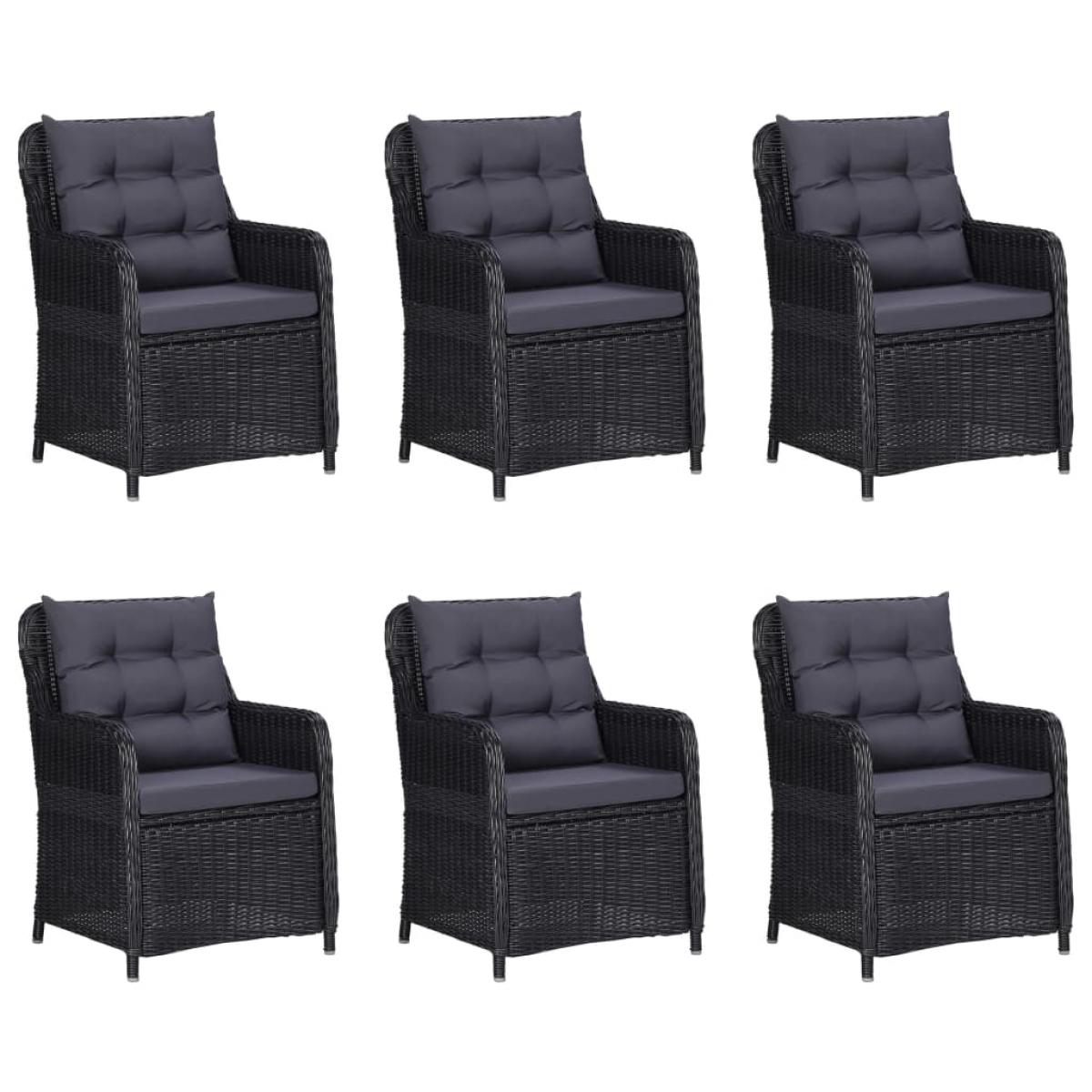 Juego de comedor para jardín de 7 piezas negro