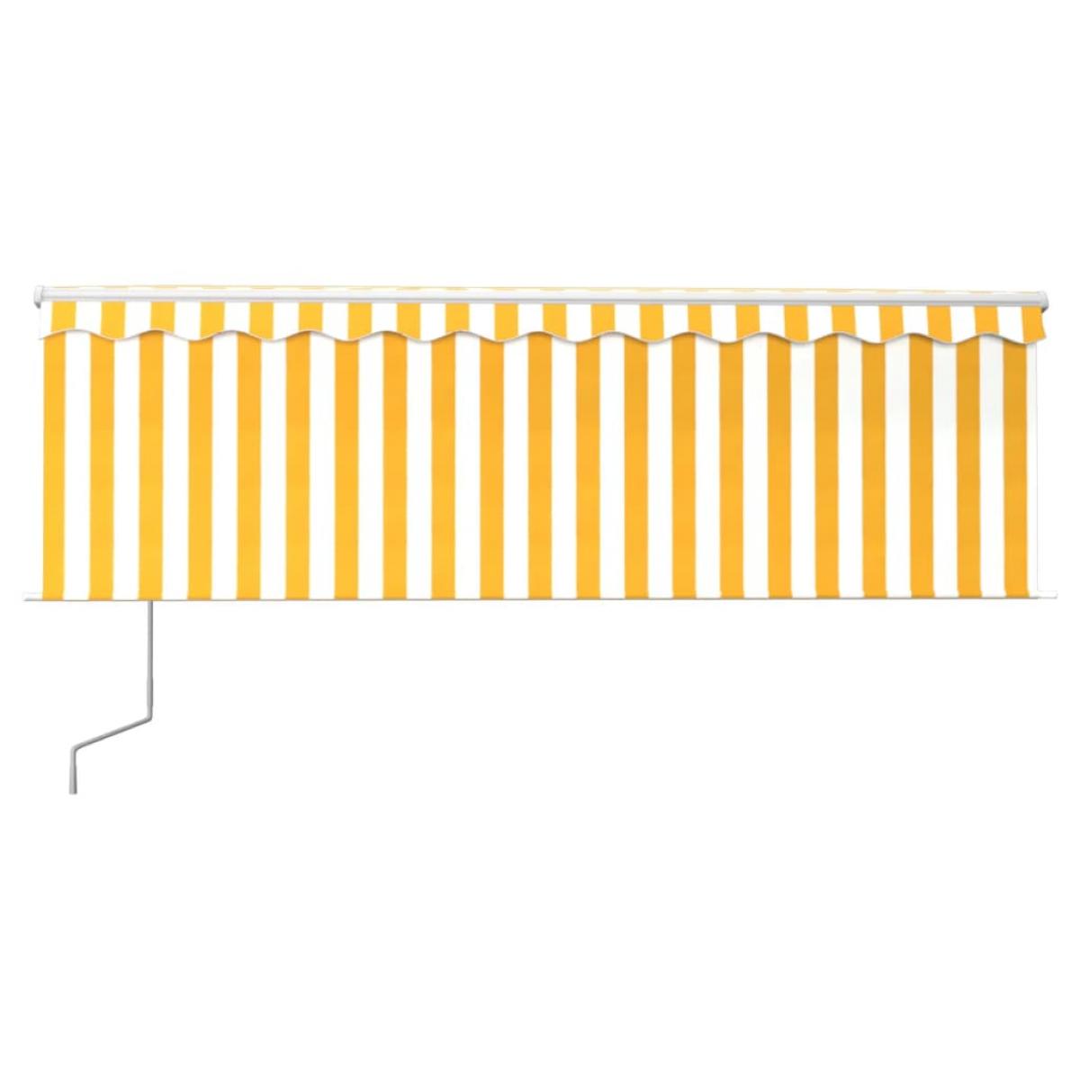 Toldo automático con persiana LED sensor viento amarillo 4x3 m