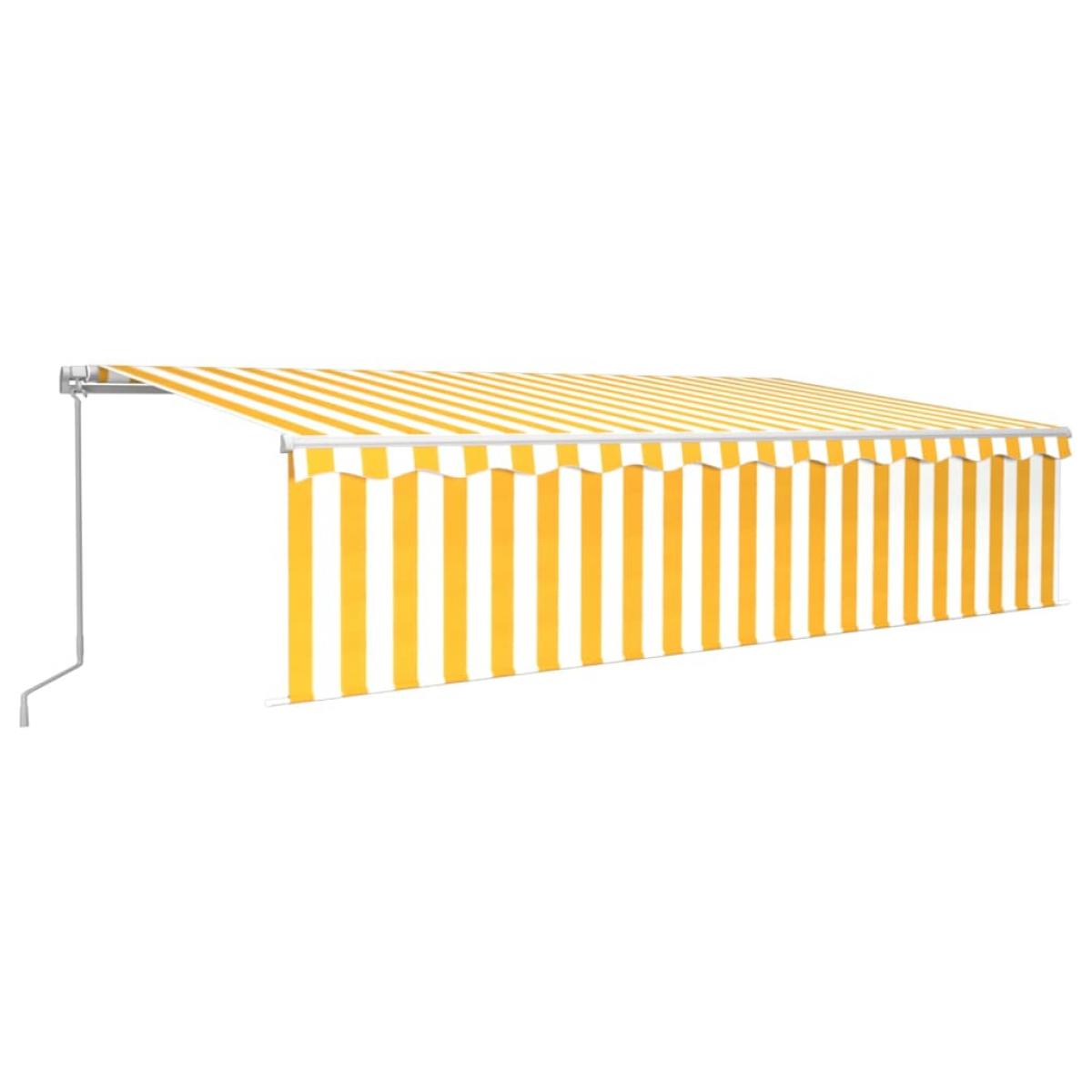 Toldo retráctil manual con persiana amarillo y blanco 6x3 m