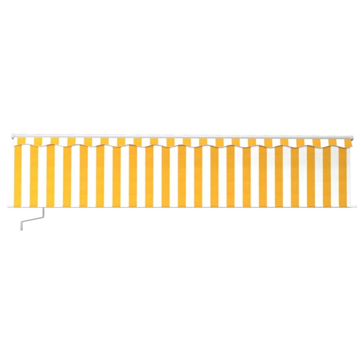 Toldo retráctil manual con persiana amarillo y blanco 6x3 m