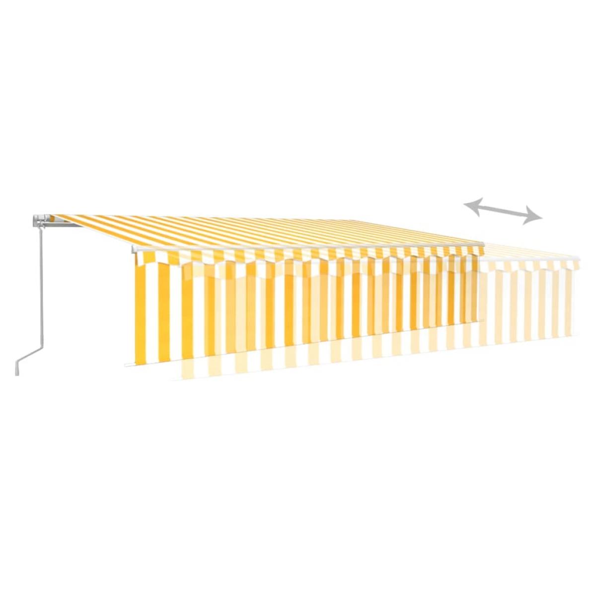 Toldo retráctil manual con persiana amarillo y blanco 6x3 m