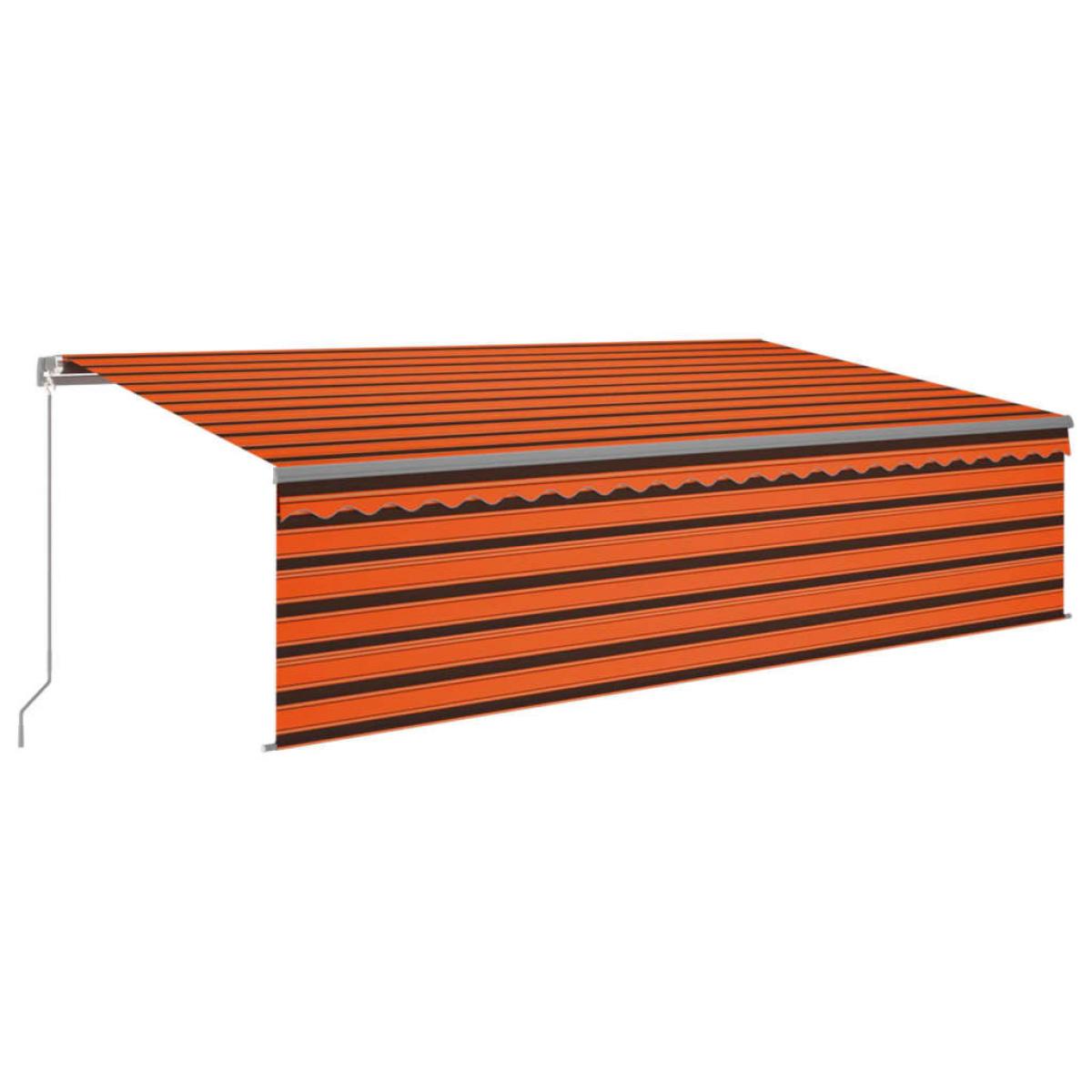 Toldo retráctil manual con persiana naranja marrón 5x3 m