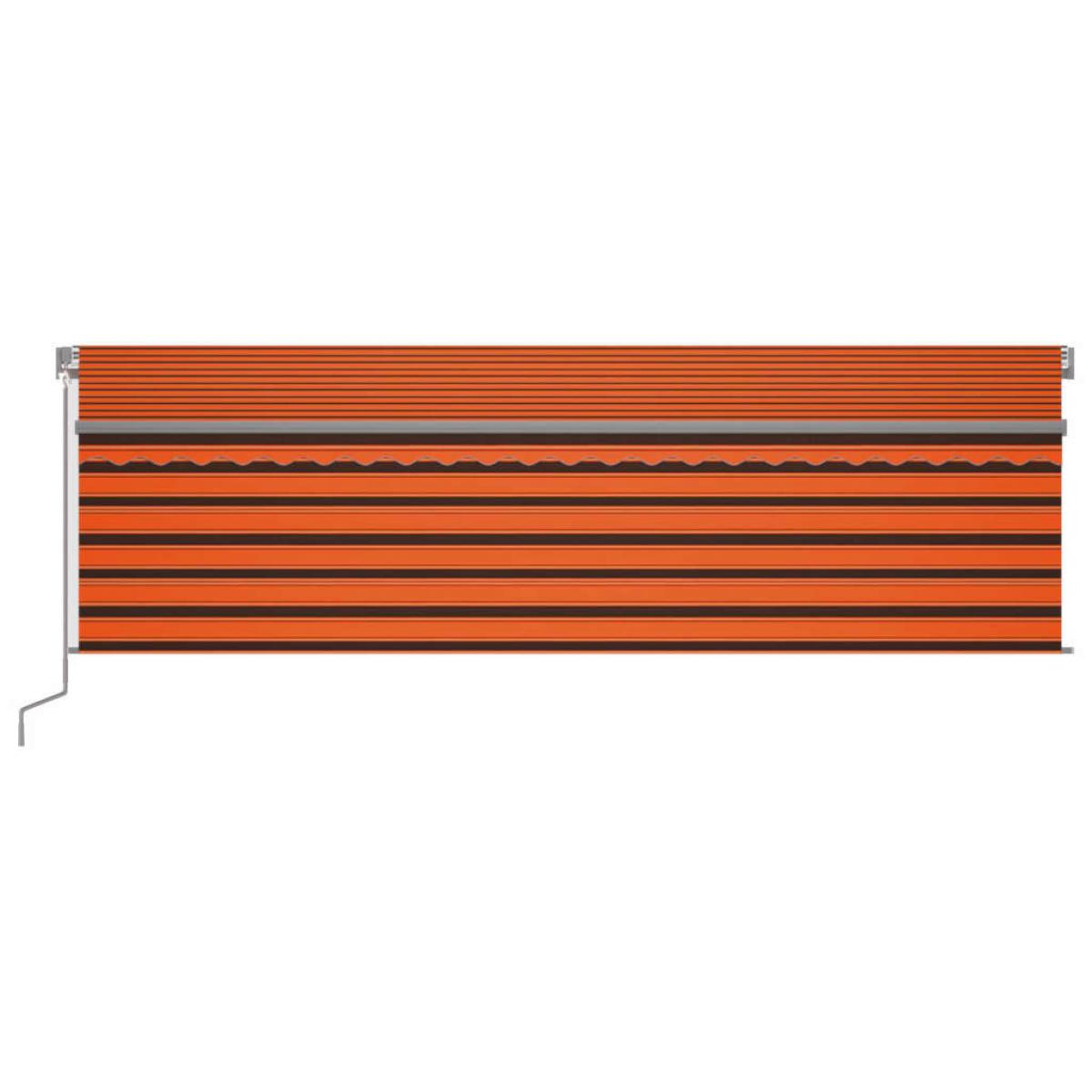 Toldo retráctil manual con persiana naranja marrón 5x3 m