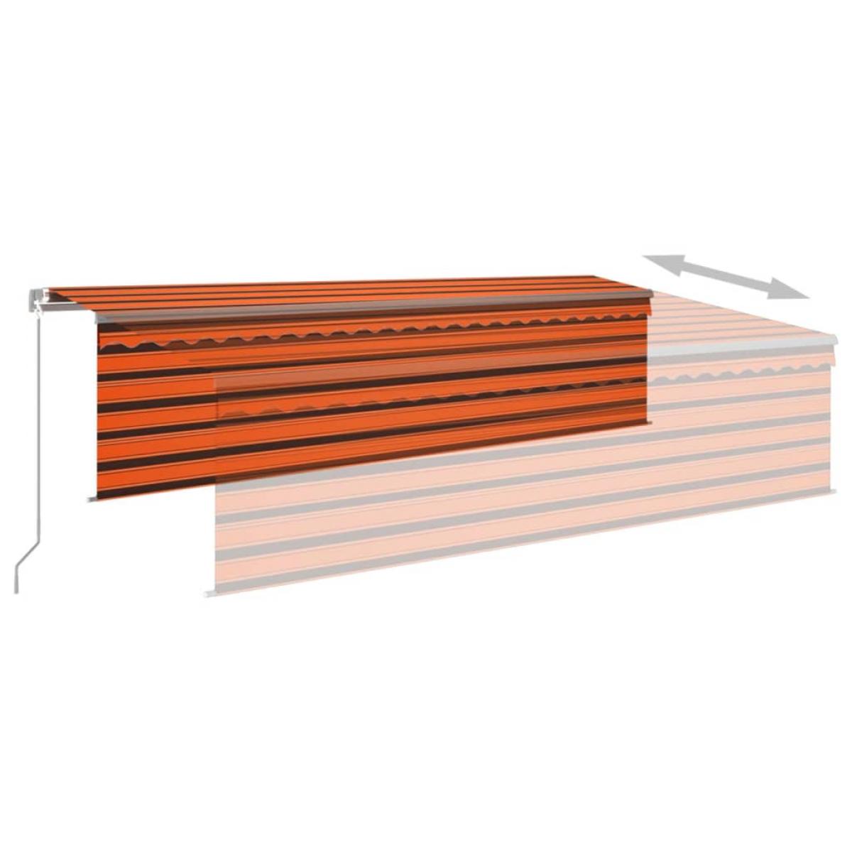 Toldo retráctil manual con persiana naranja marrón 5x3 m