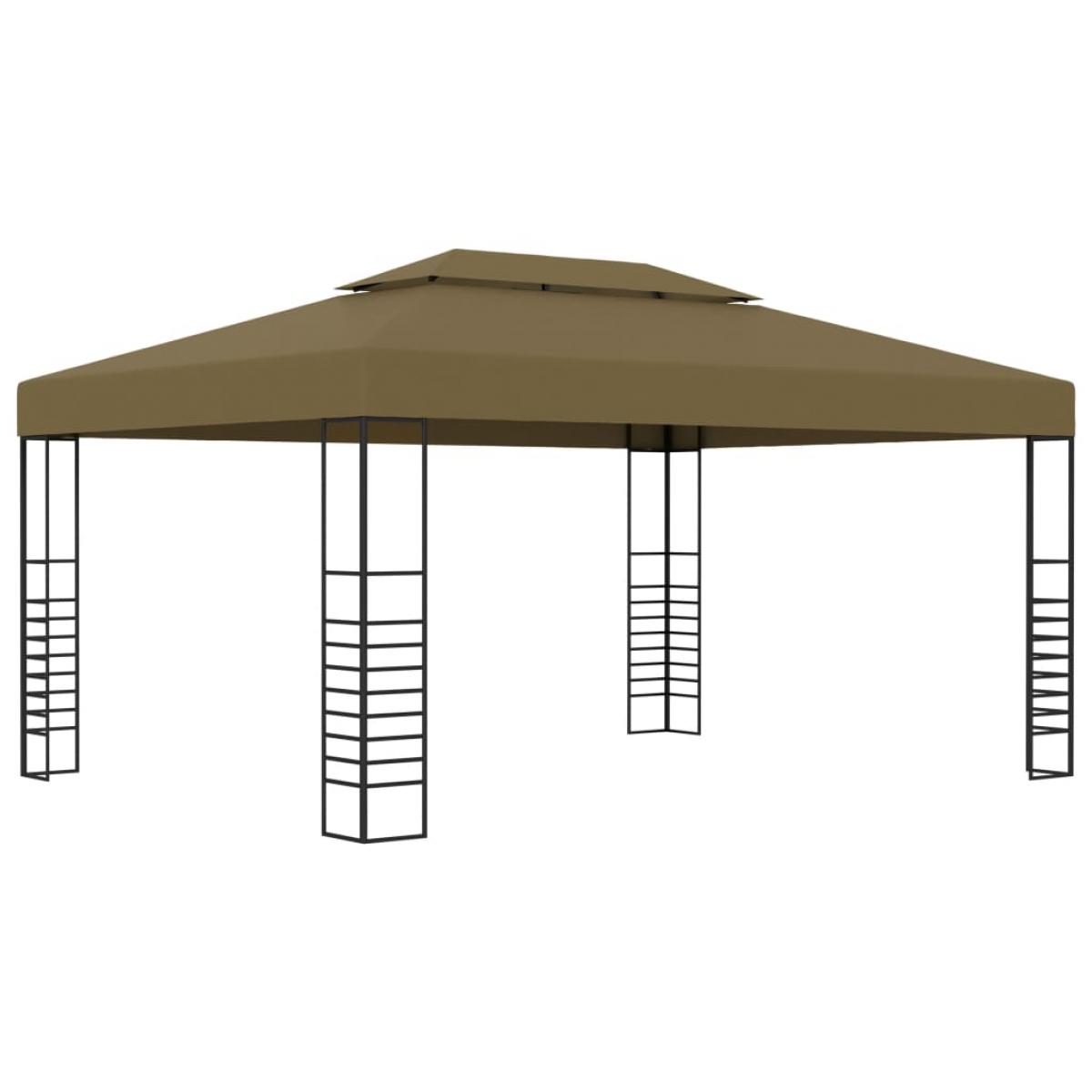 Carpa cenador de jardín con tira de luz LED 3x4m taupé 180 g/m²