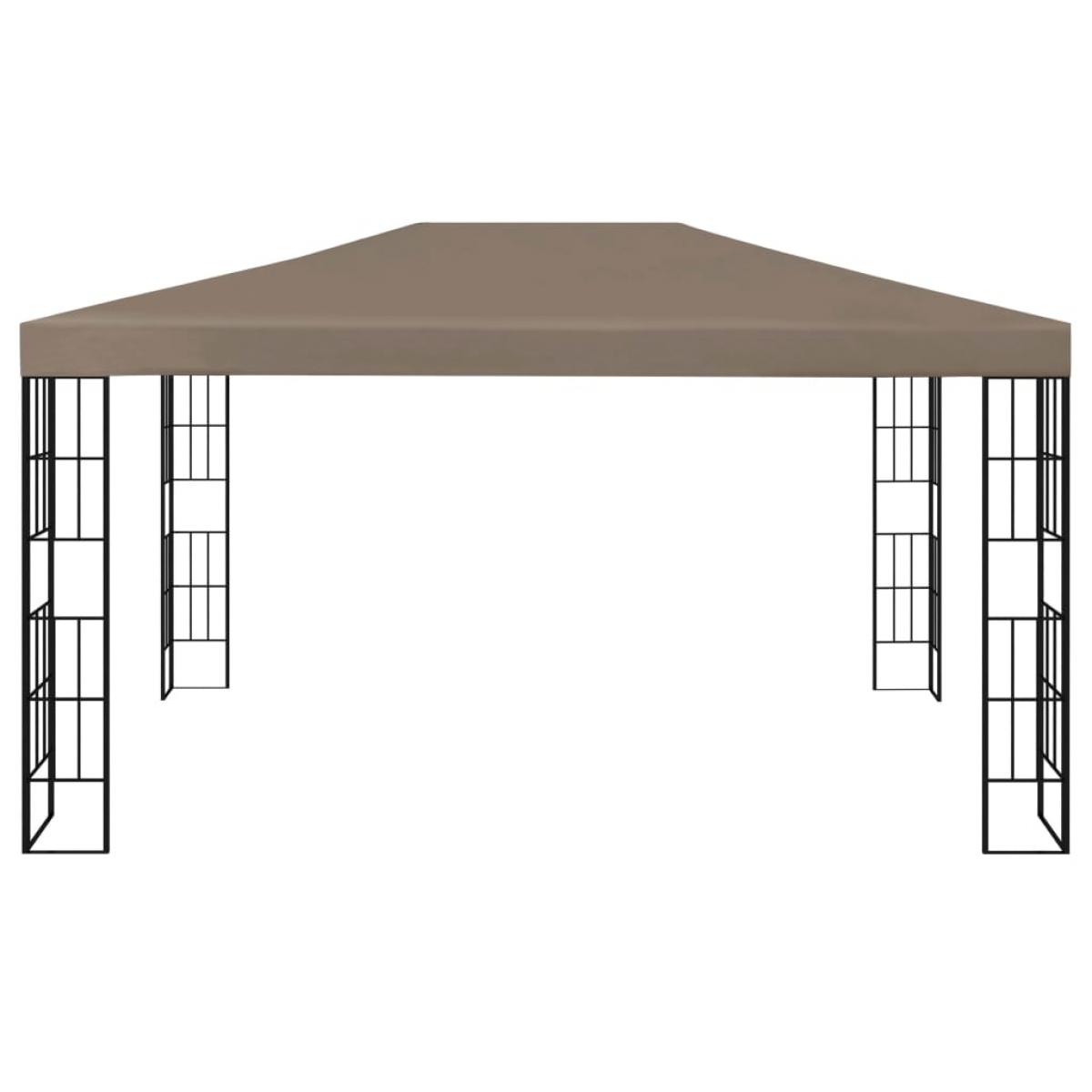 Carpa cenador de jardín con tira de luces LED 4x3 m taupé
