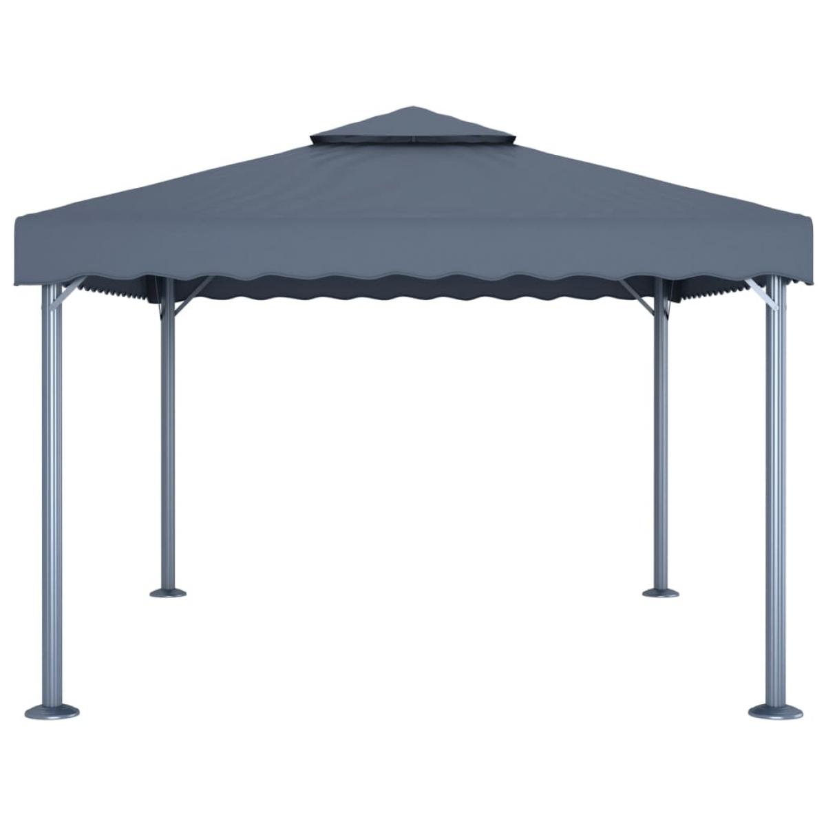 Cenador con tira de luces LED aluminio antracita 400x300 cm