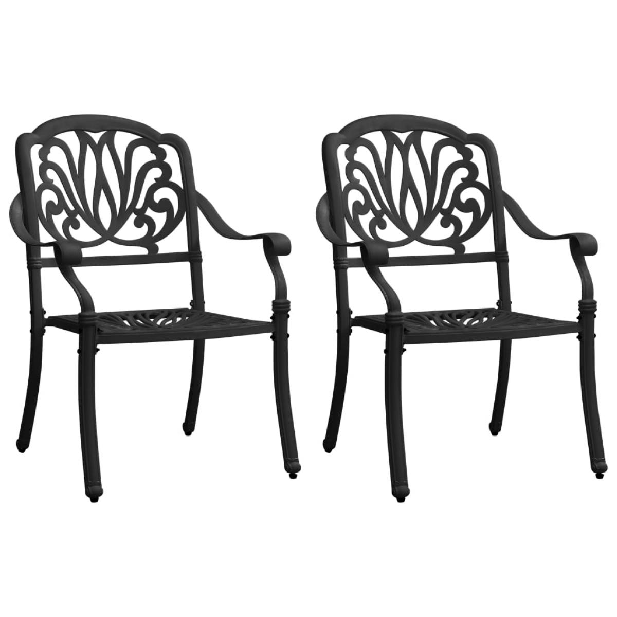 Mesa y sillas de bistró 3 piezas aluminio fundido negro