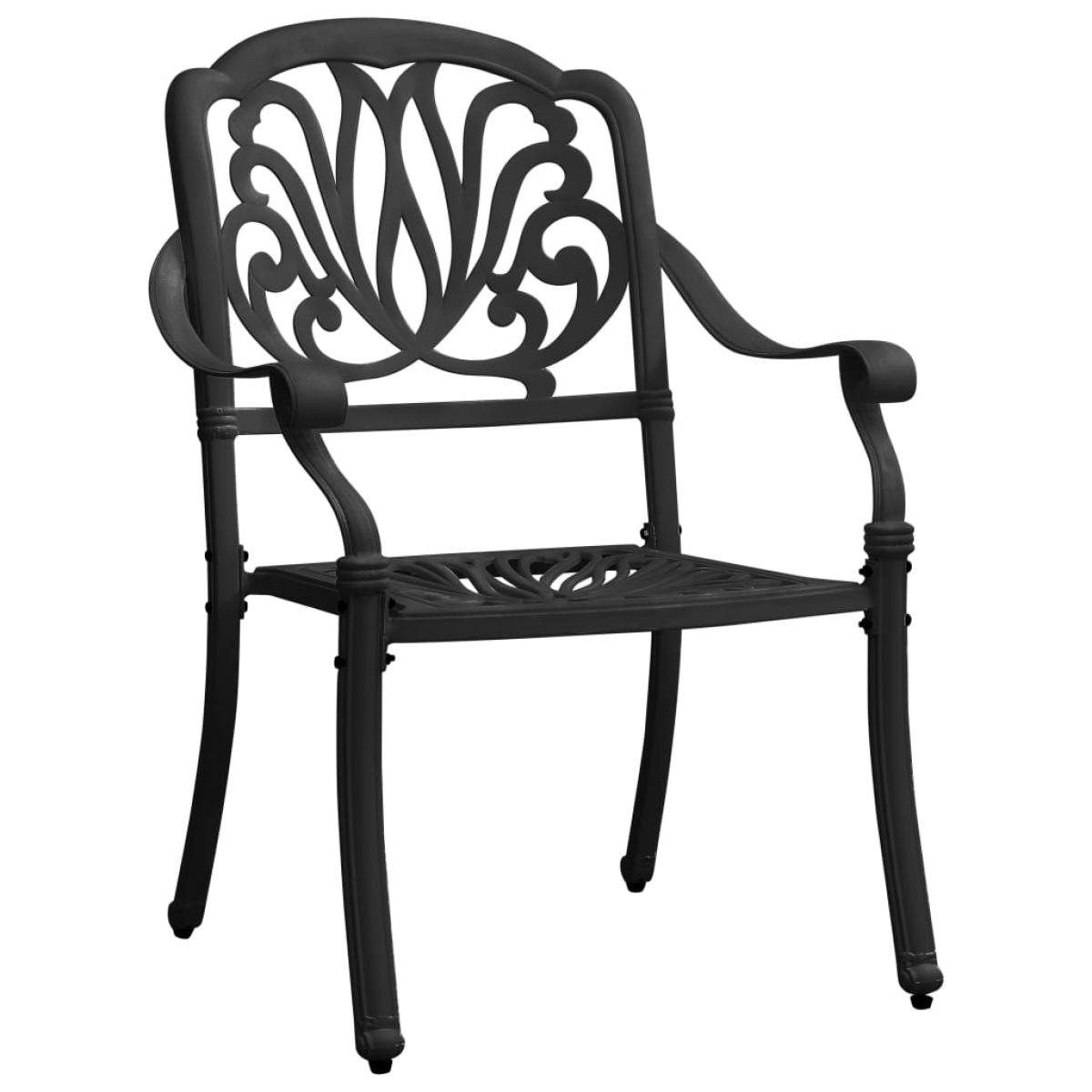Mesa y sillas de bistró 3 piezas aluminio fundido negro