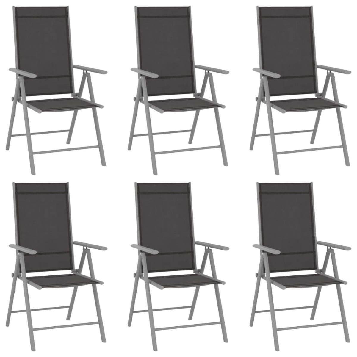 Set de comedor para jardín 7 piezas aluminio plata y negro