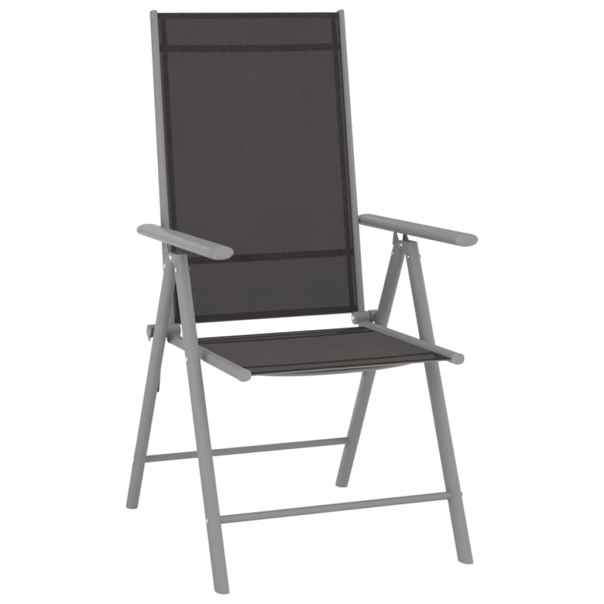 Set de comedor para jardín 7 piezas aluminio plata y negro