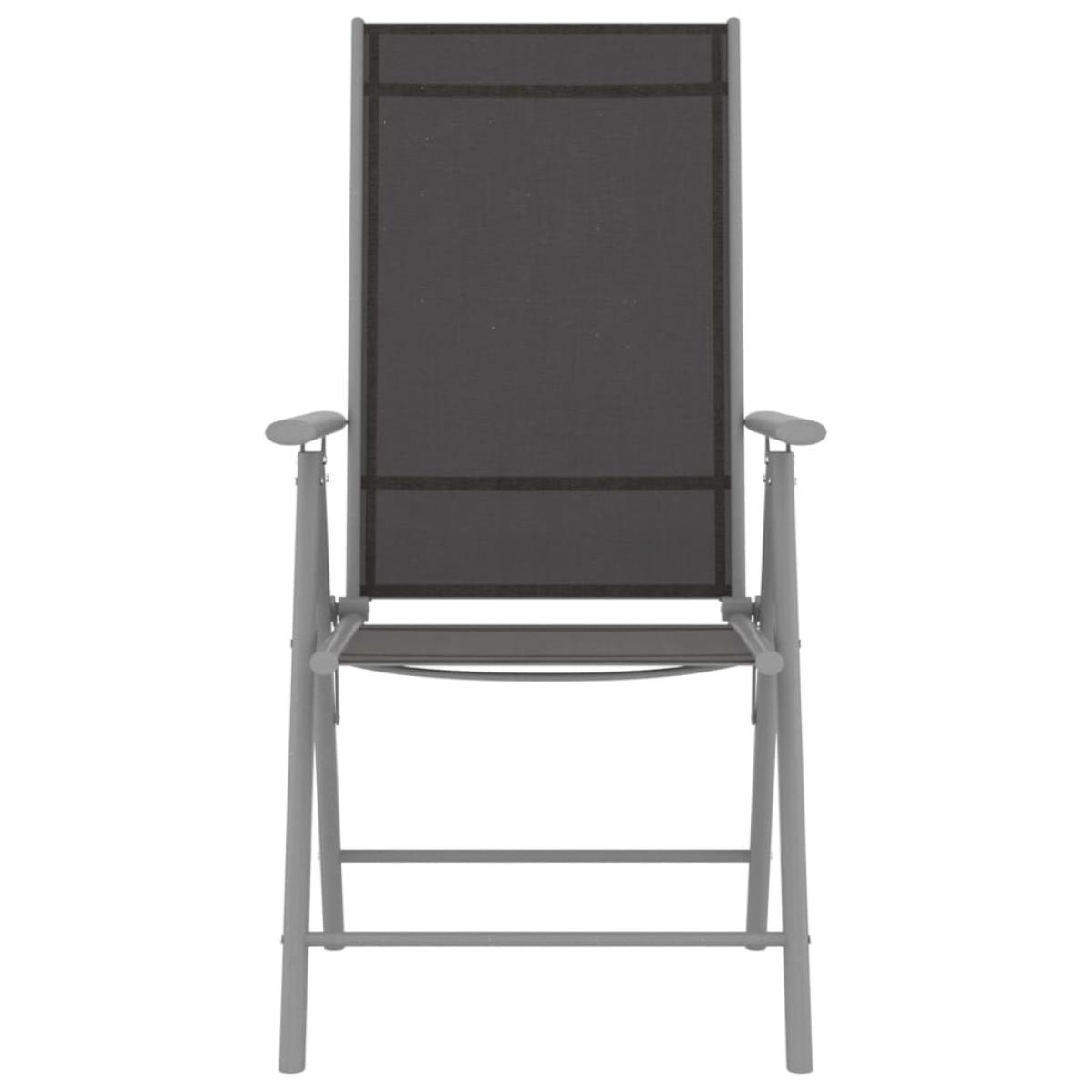 Set de comedor para jardín 7 piezas aluminio plata y negro