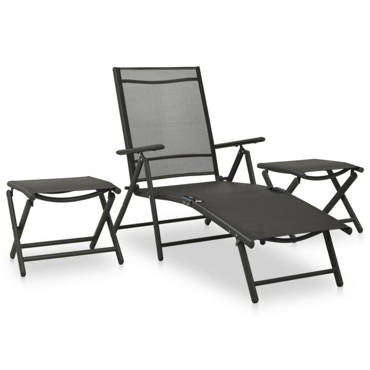 Juego de muebles de jardín 9 piezas negro y gris antracita