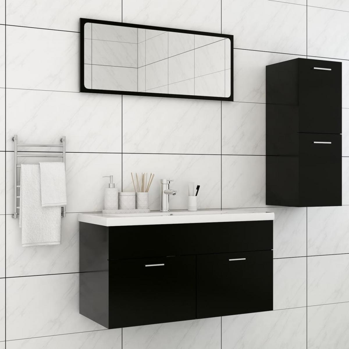 Conjunto de muebles de baño aglomerado negro
