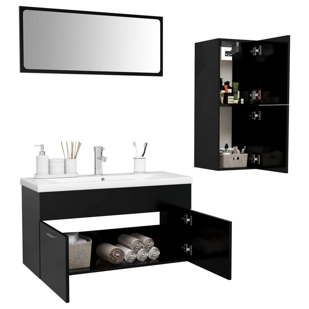 Conjunto de muebles de baño aglomerado negro