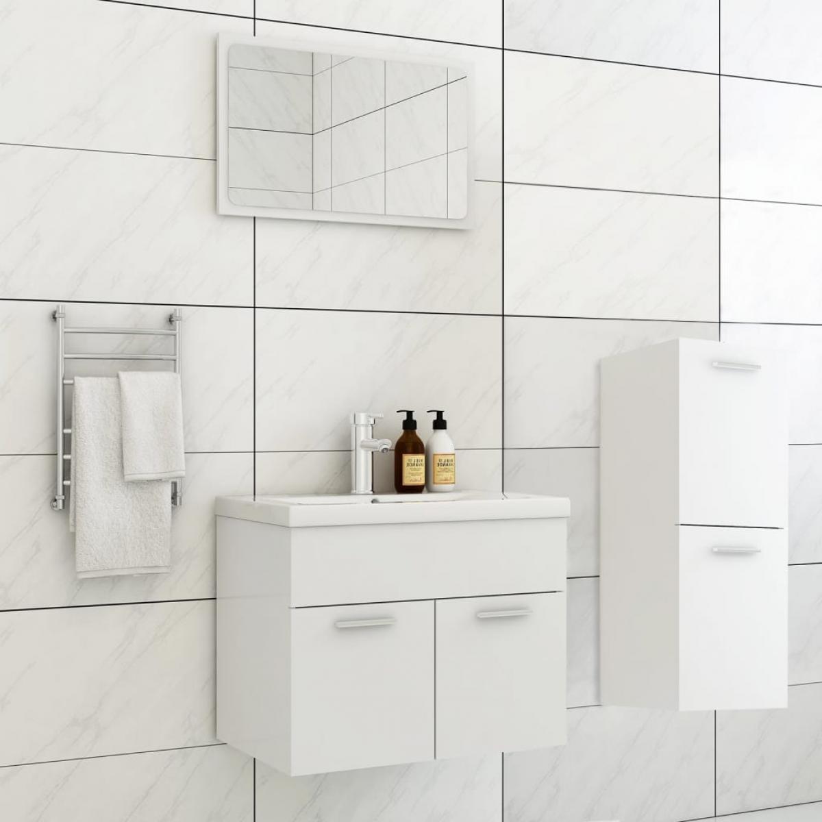 Conjunto de muebles de baño aglomerado blanco 