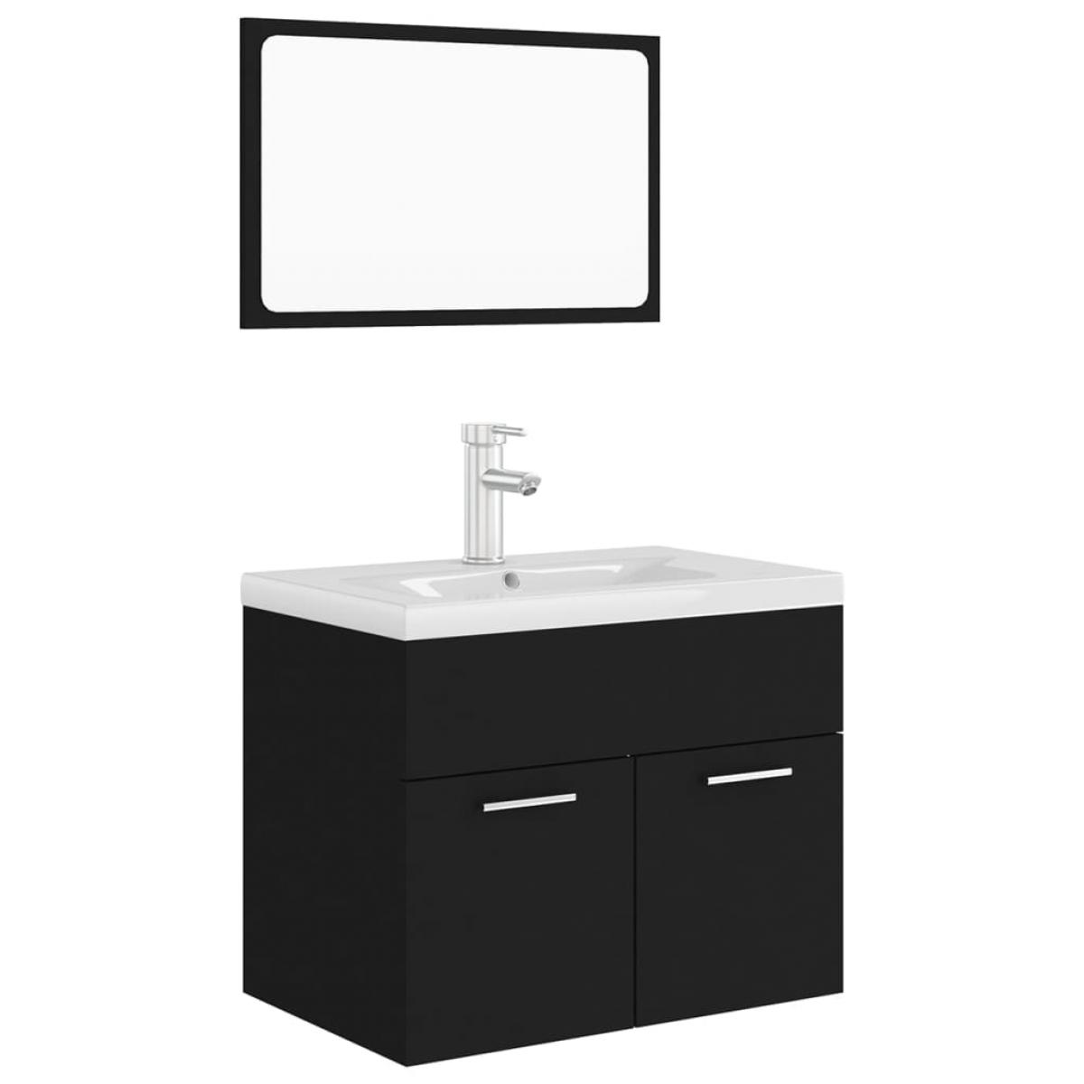 Juego de muebles de baño madera de ingeniería negro