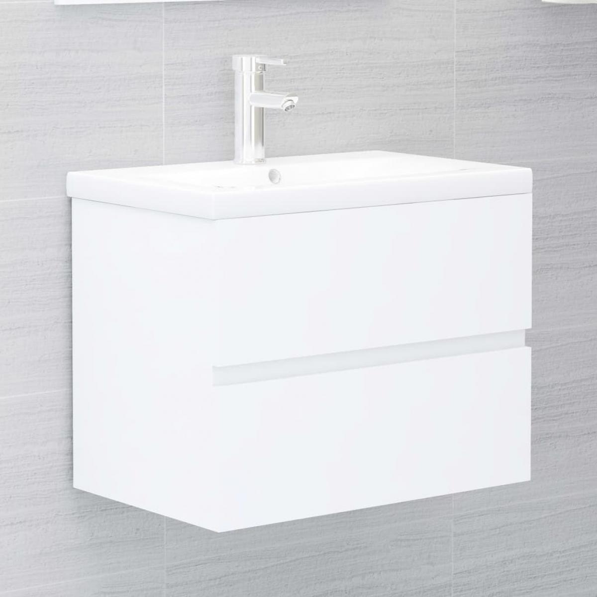 Mueble con lavabo aglomerado blanco brillante 