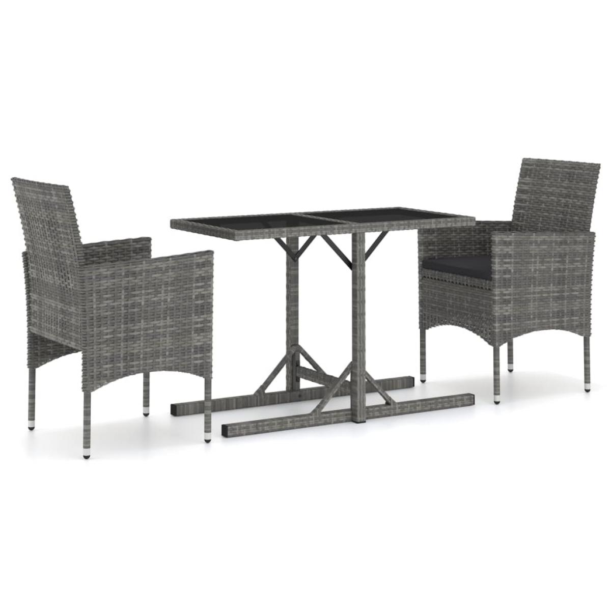 Juego de comedor para jardín 3 piezas gris