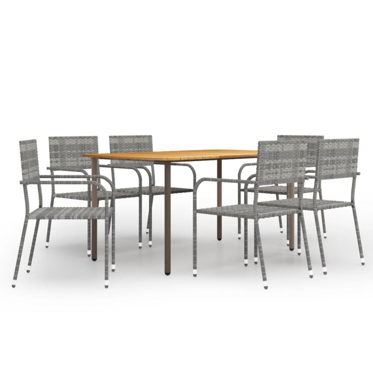 Set de comedor jardín 7 pzas ratán sintético gris antracita