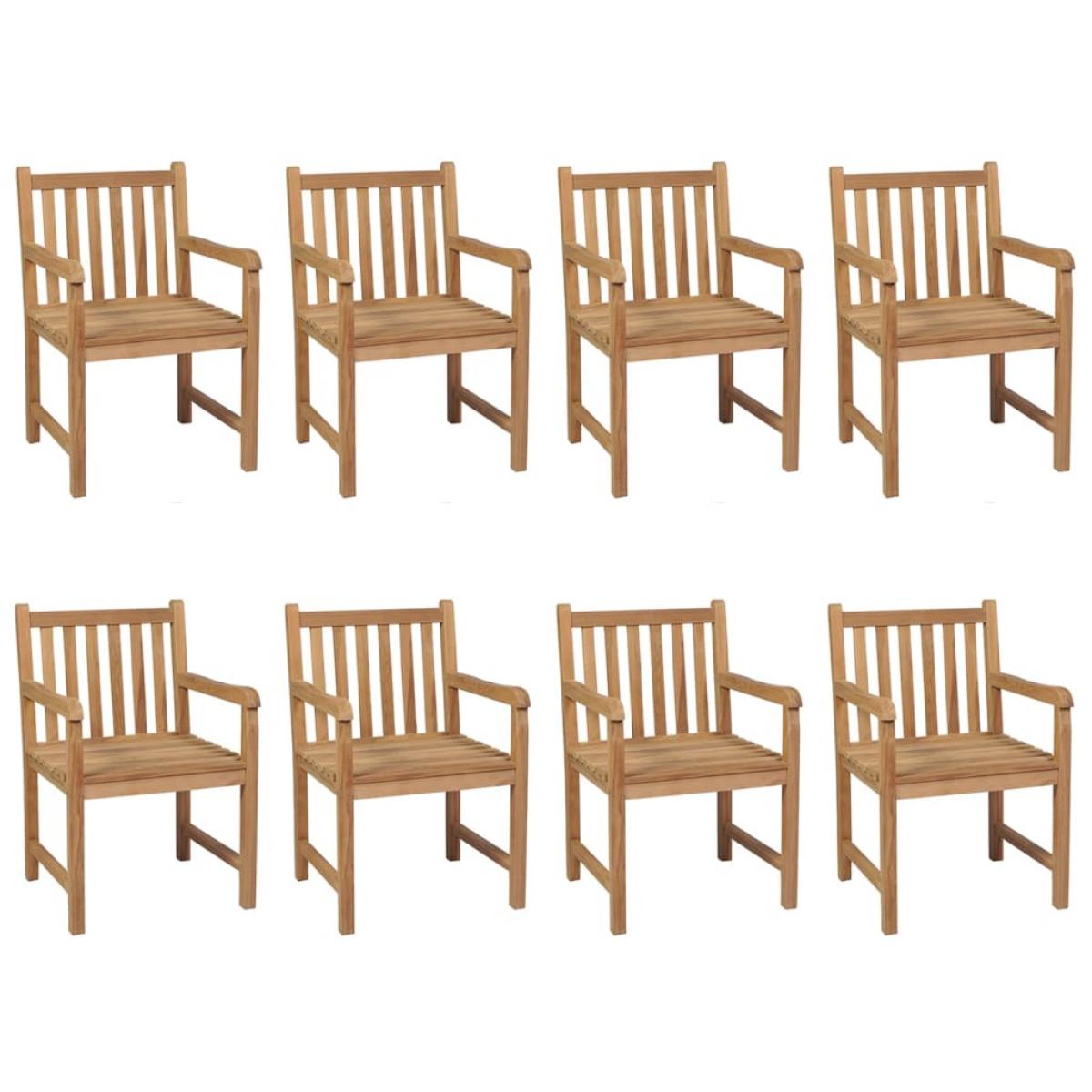 Sillas de jardín 8 uds madera maciza de teca cojines taupé