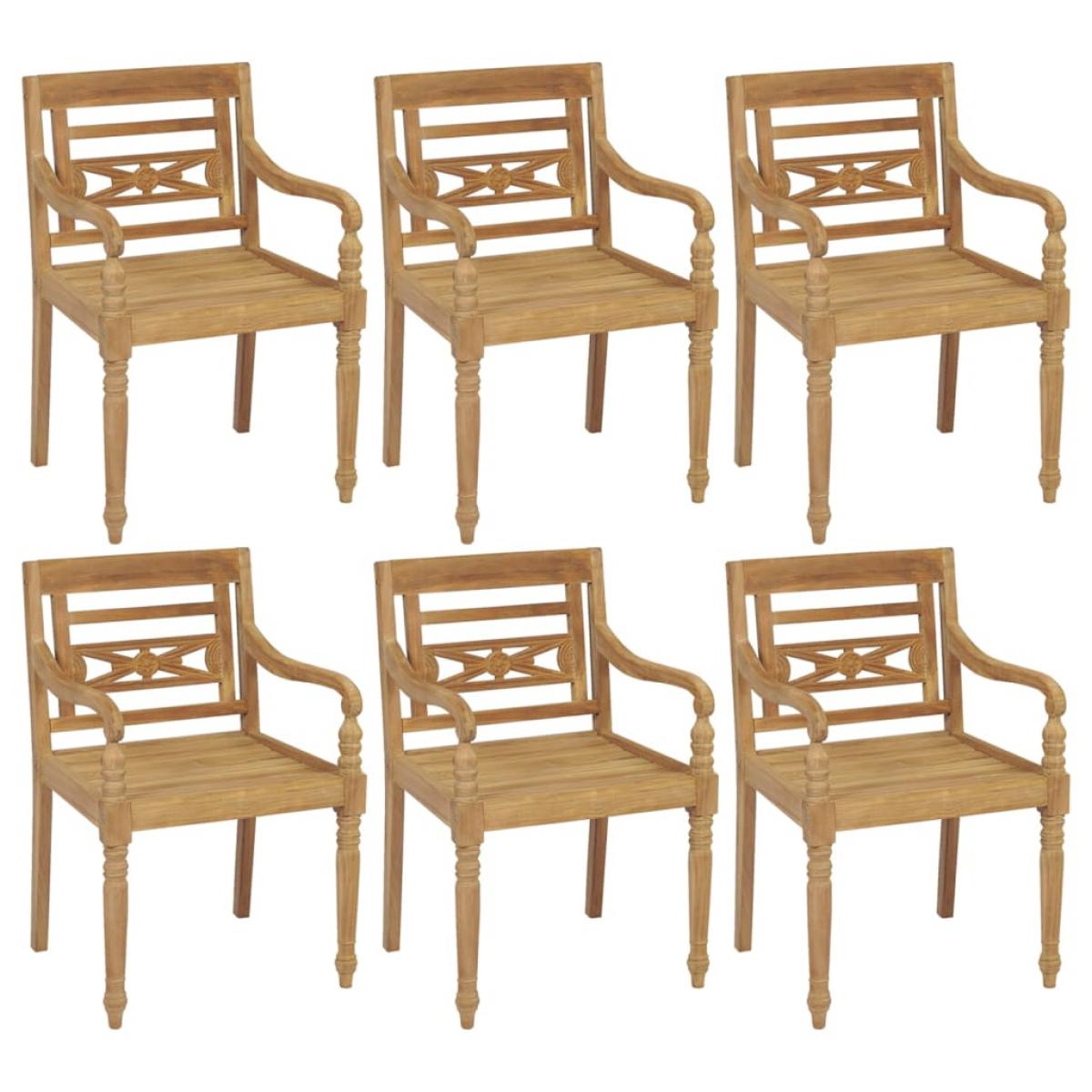 Sillas Batavia 6 unidades madera maciza de teca con cojines