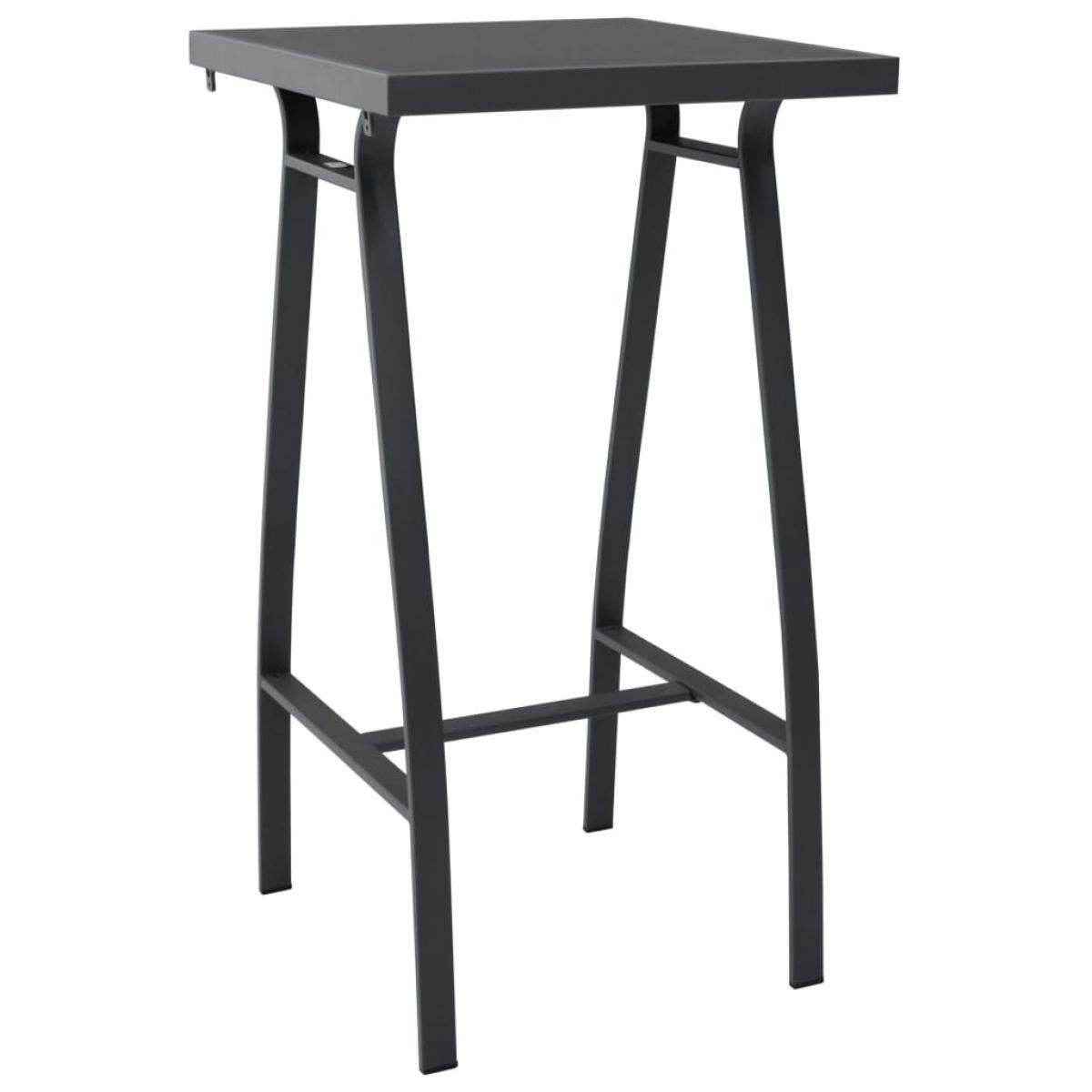 Mesa alta y taburetes de bar de jardín 3 piezas negro y gris