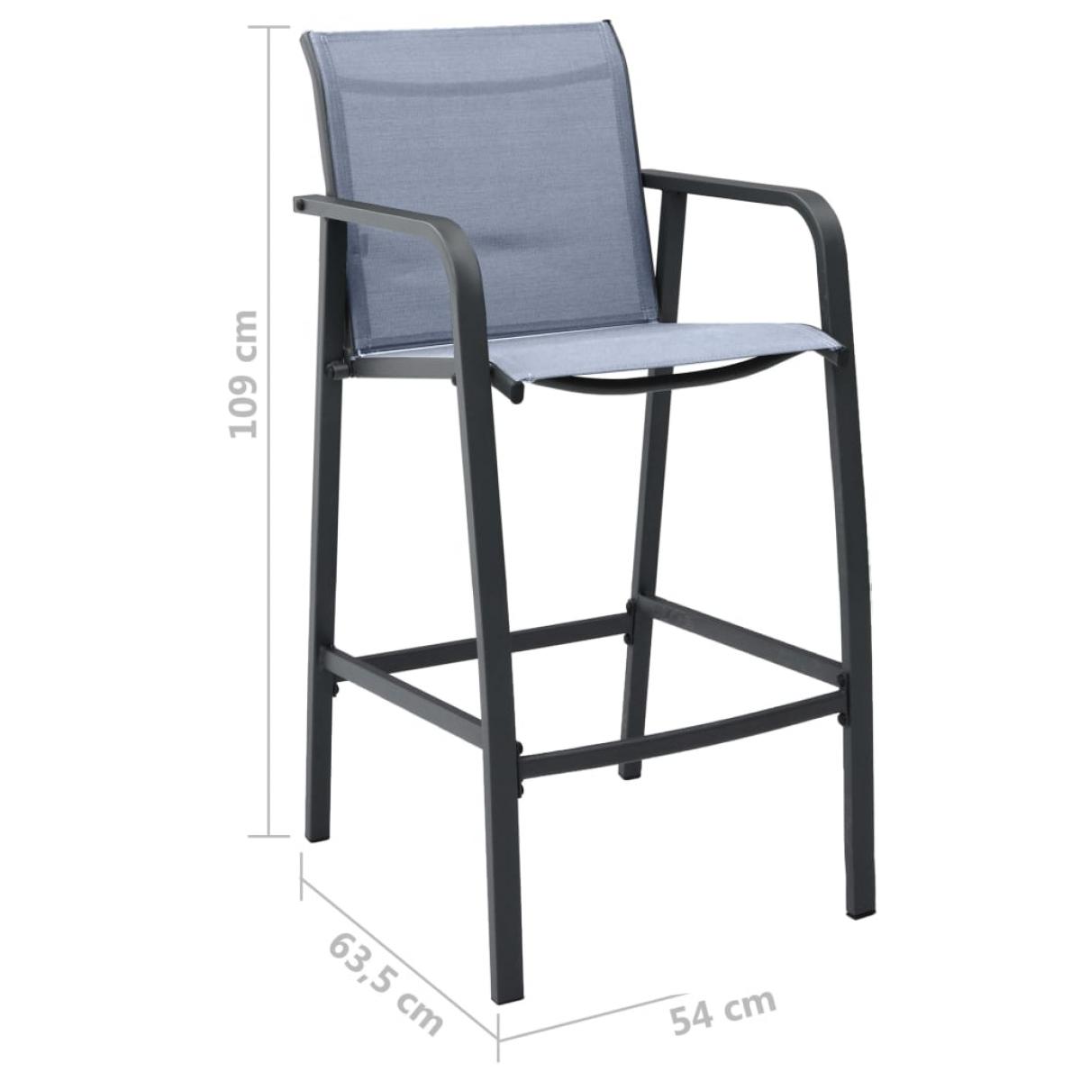 Mesa alta y taburetes de bar de jardín 3 piezas negro y gris