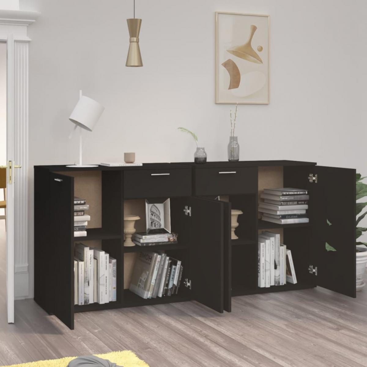 Aparador de madera de ingeniería negro 160x36x75 cm