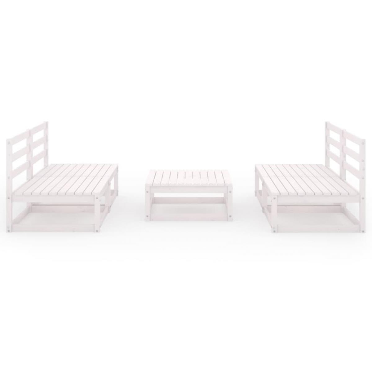 Set de salón de jardín de 5 pzas blanco madera maciza de pino