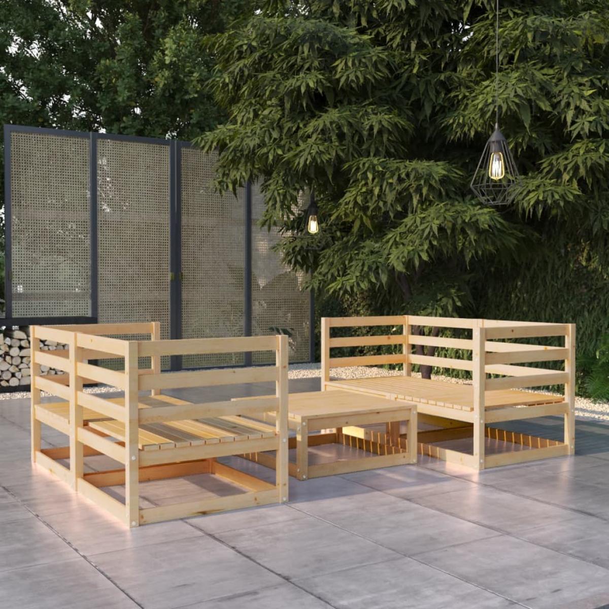 Juego de muebles de jardín 5 piezas madera maciza de pino