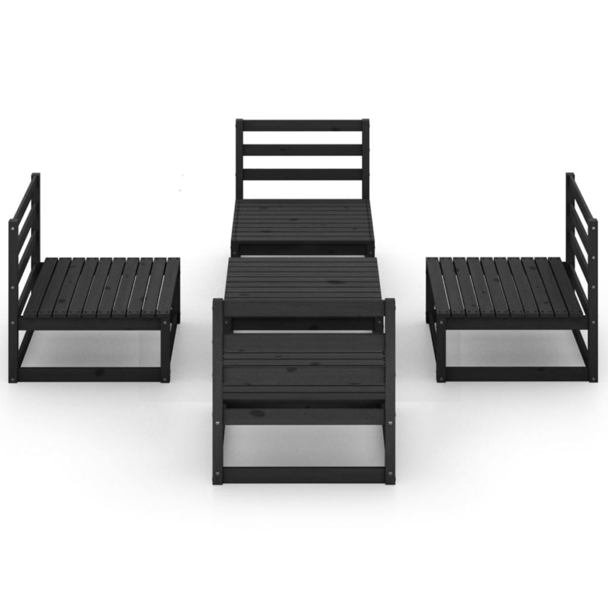 Juego de muebles de jardín 5 pzas y cojines negro madera pino