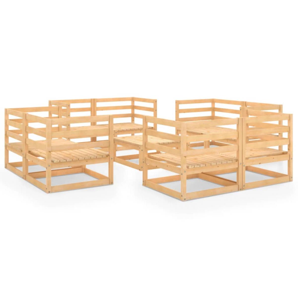 Juego de muebles de jardín 9 piezas madera maciza de pino