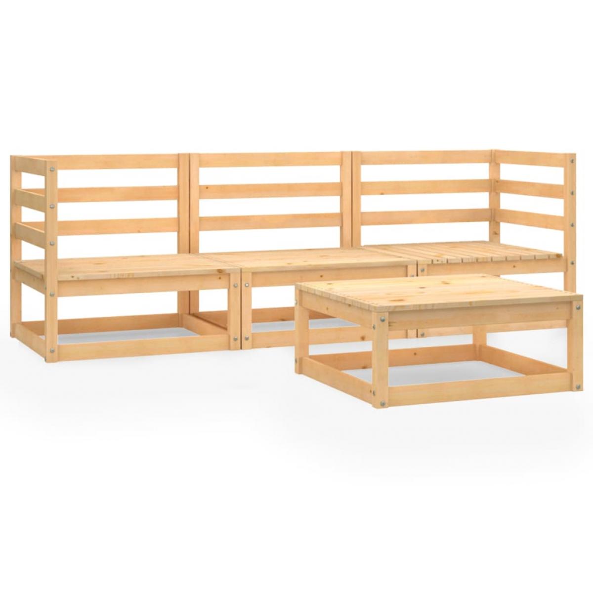 Juego de salón de jardín 4 piezas madera maciza de pino