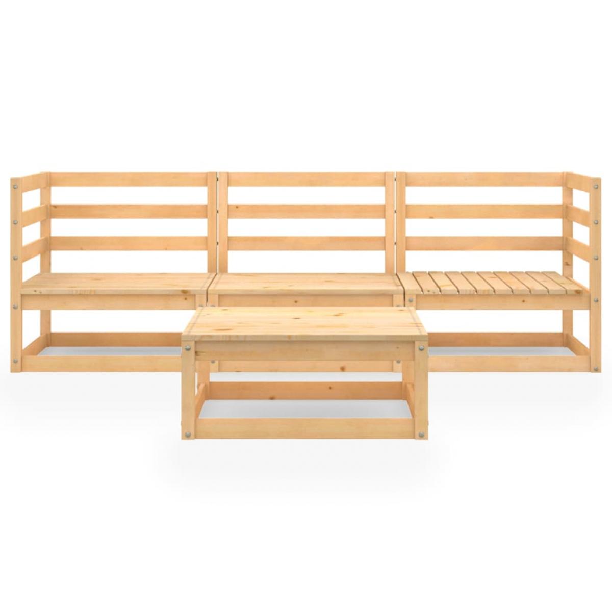 Juego de salón de jardín 4 piezas madera maciza de pino