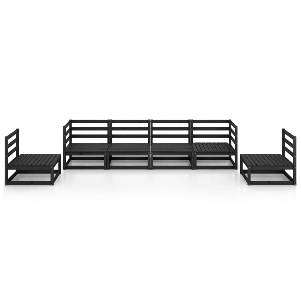 Juego de muebles de jardín 6 piezas negro madera maciza de pino