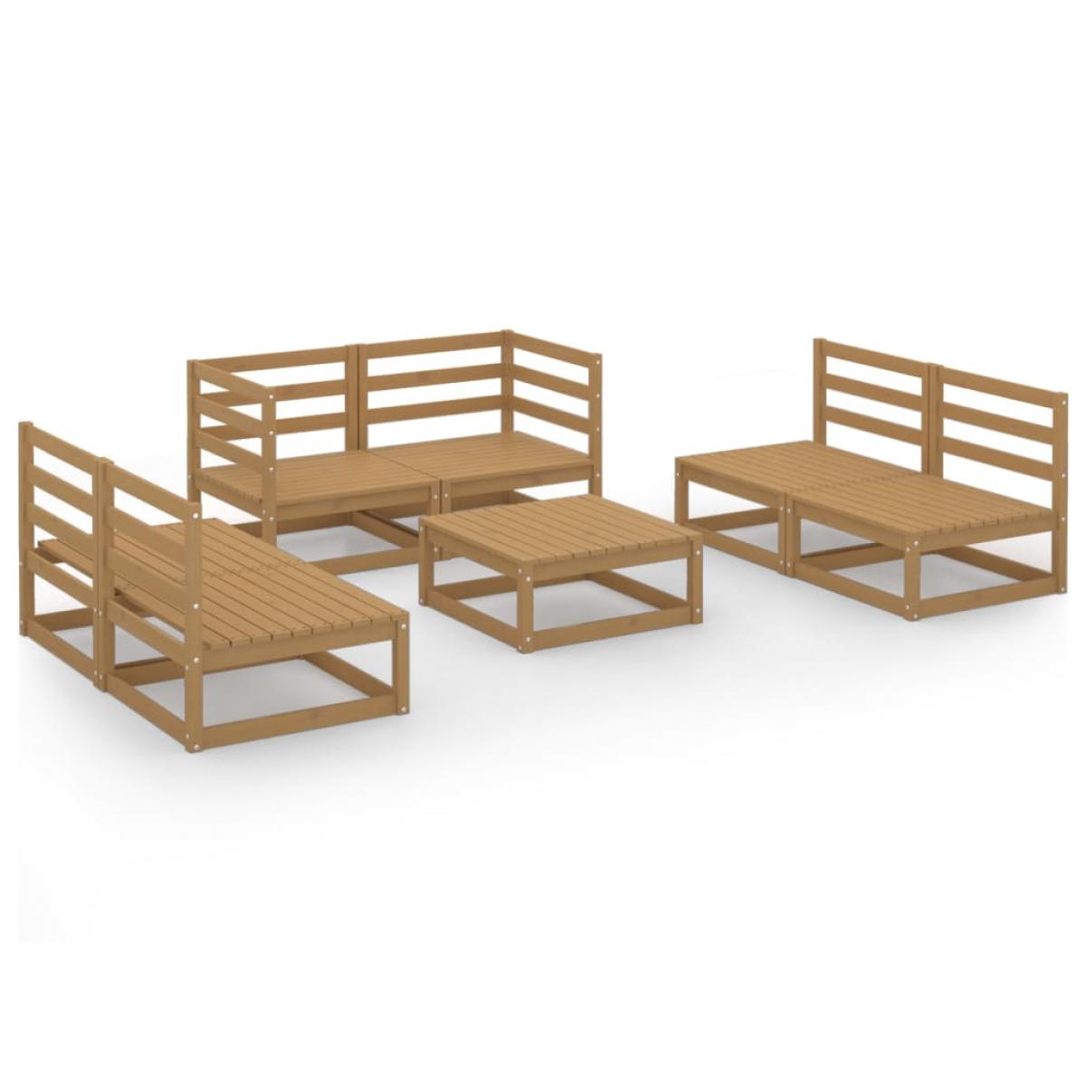 Muebles de jardín 7 piezas marrón miel madera maciza de pino