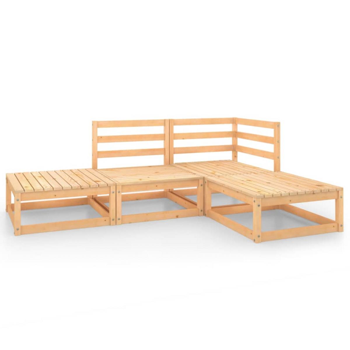 Juego de muebles de jardín 4 piezas madera maciza de pino