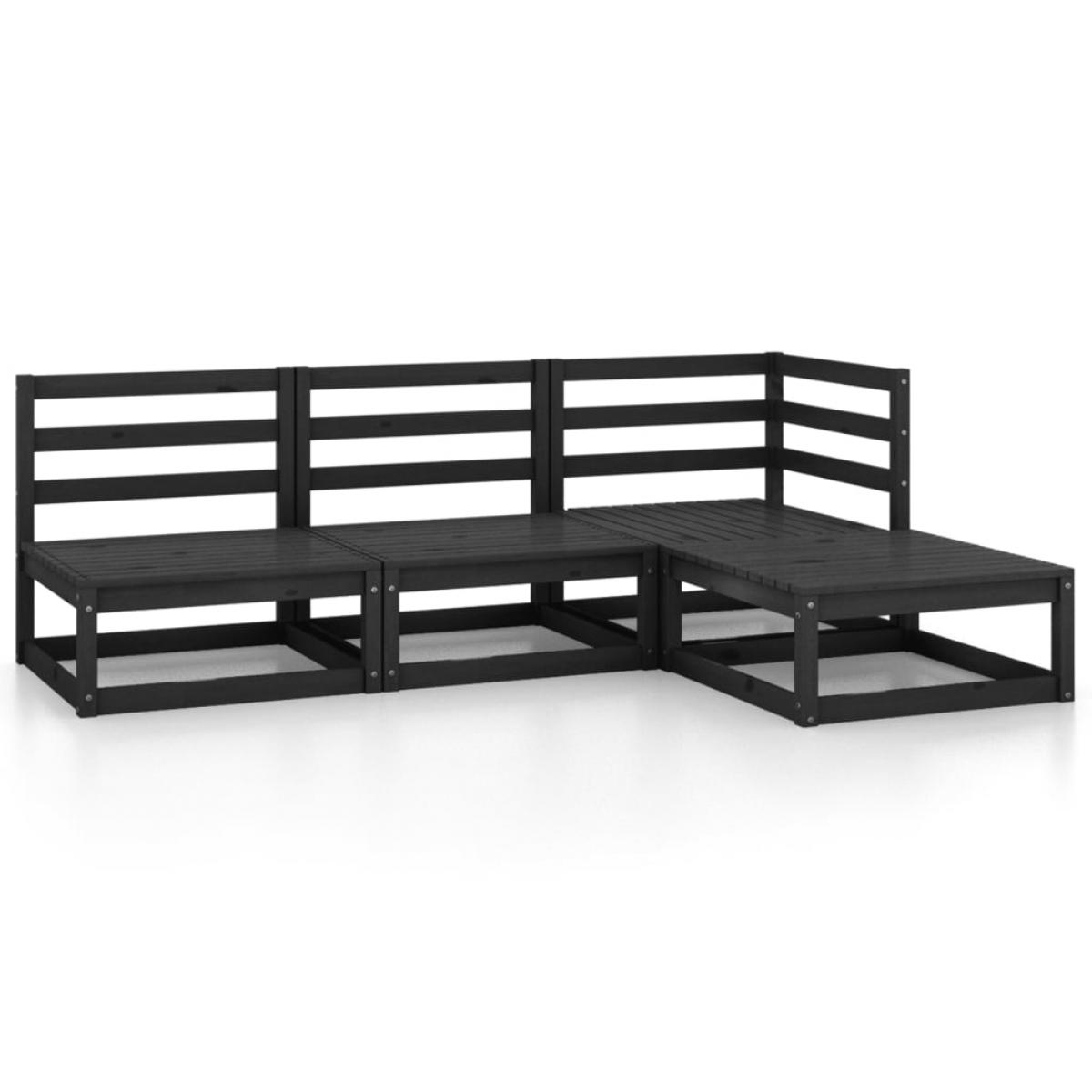 Juego de muebles de jardín 4 piezas negro madera maciza de pino