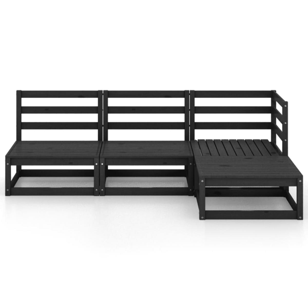 Juego de muebles de jardín 4 piezas negro madera maciza de pino