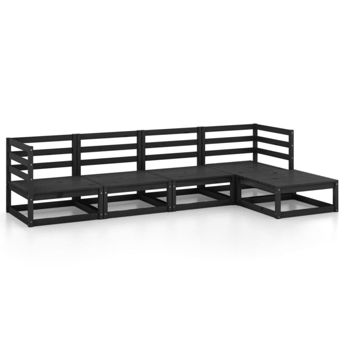 Juego de muebles de jardín 5 piezas negro madera maciza pino