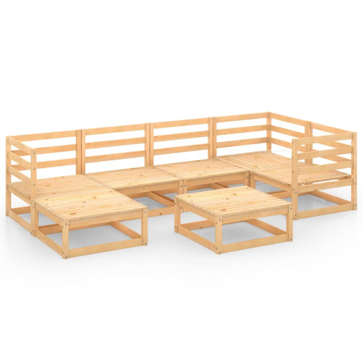 Juego de muebles de jardín 7 piezas madera maciza de pino